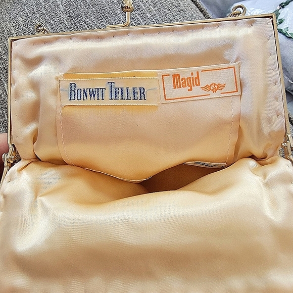 #Bonwit Teller #Vintage Gold Shimmer Pearl Beaded Evening Bag Purse Clutch #RARE - Picture 5 of 7